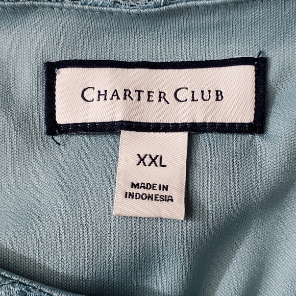 Charter Club Women 3/4 Sleeve Blue Chiffon hem Lace Blouse Top XXL - Picture 8 of 9